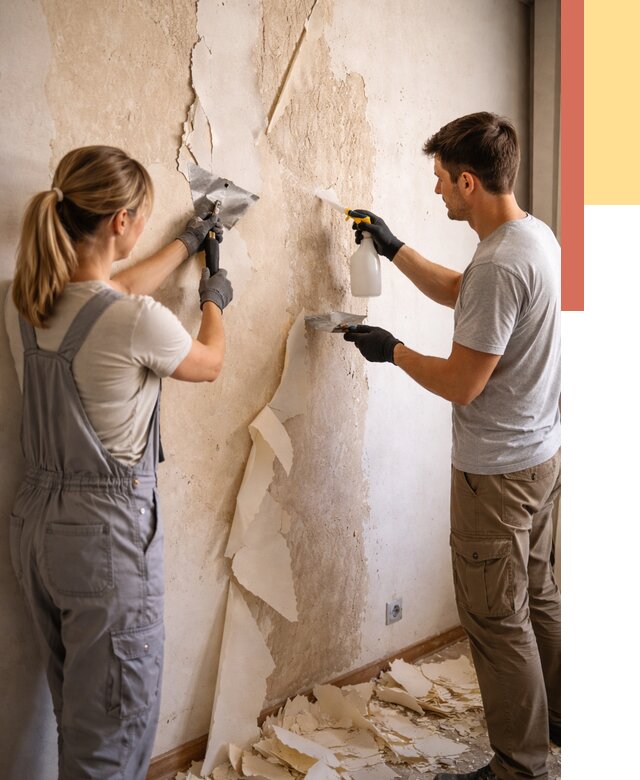 Снятие старых обоев в Тихвине от 5737 руб. под ключ недорого | ОТДЕЛОЧНИК-Тхв