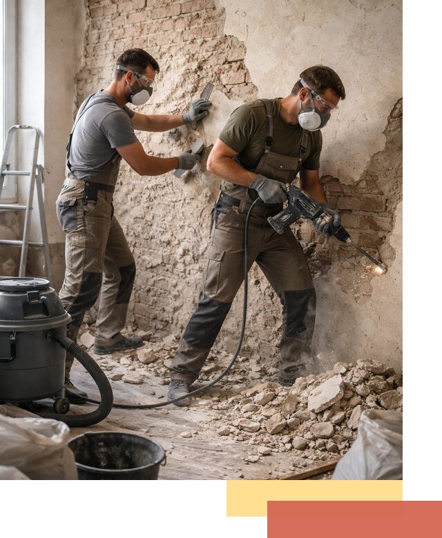 Демонтаж штукатурки со стен в Тихвине быстро и аккуратно