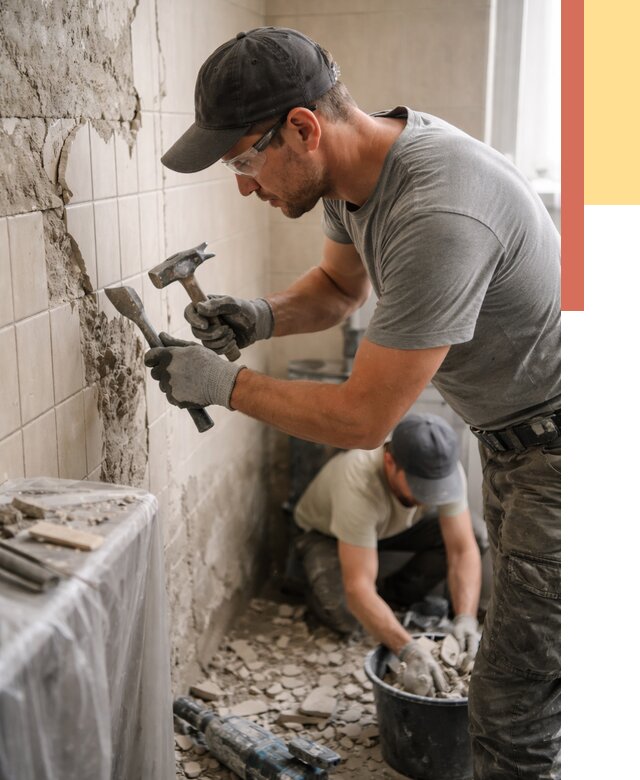 Демонтаж плитки со стен в Тихвине от 929 руб. — быстро и недорого | ОТДЕЛОЧНИК-Тхв