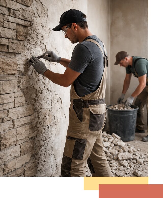 Демонтаж декоративного камня в Тихвине профессионально и безопасно