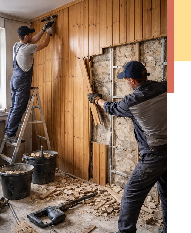 Демонтаж вагонки со стен в Тихвине от 1585 руб. — снятие, удаление, срочно | ОТДЕЛОЧНИК-Тхв