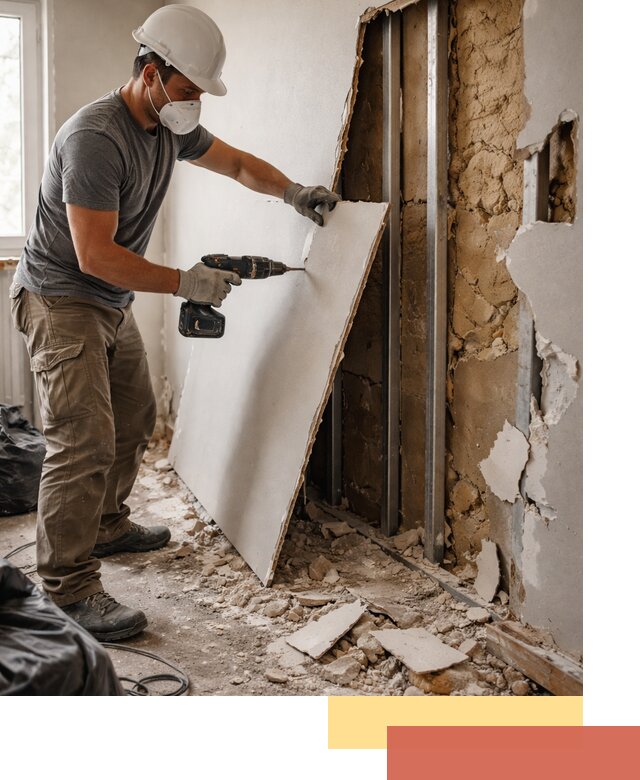 Демонтаж гипсокартона со стен в Тихвине качественно и быстро