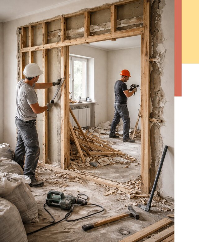 Демонтаж деревянных перегородок в Тихвине от 3497 руб. — быстро и недорого | ОТДЕЛОЧНИК-Тхв