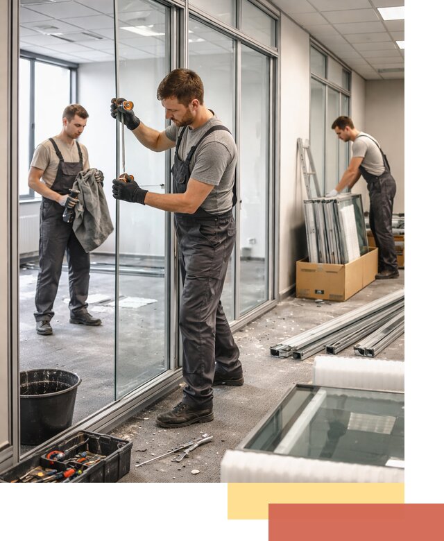 Демонтаж стеклянных перегородок в Тихвине быстро и безопасно