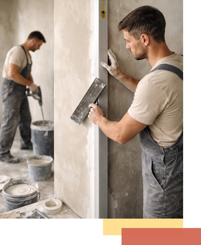 Выведение углов стен в Тихвине: монтаж и оштукатуривание