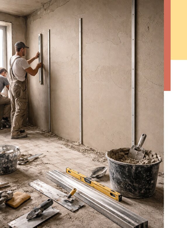 Штукатурка стен по маякам в Тихвине от 6010 руб./м² — выравнивание под ключ | ОТДЕЛОЧНИК-Тхв