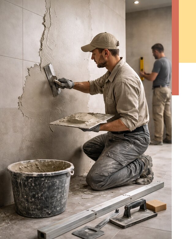 Штукатурка стен в ванной в Тихвине от 4918 руб./м² — выравнивание под ключ | ОТДЕЛОЧНИК-Тхв