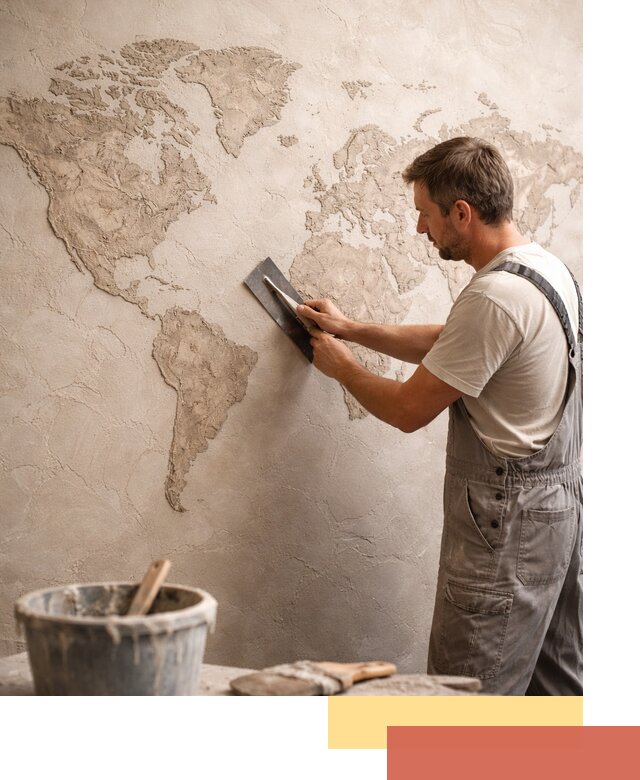 Декоративная штукатурка «Карта мира» под ключ в Тихвине