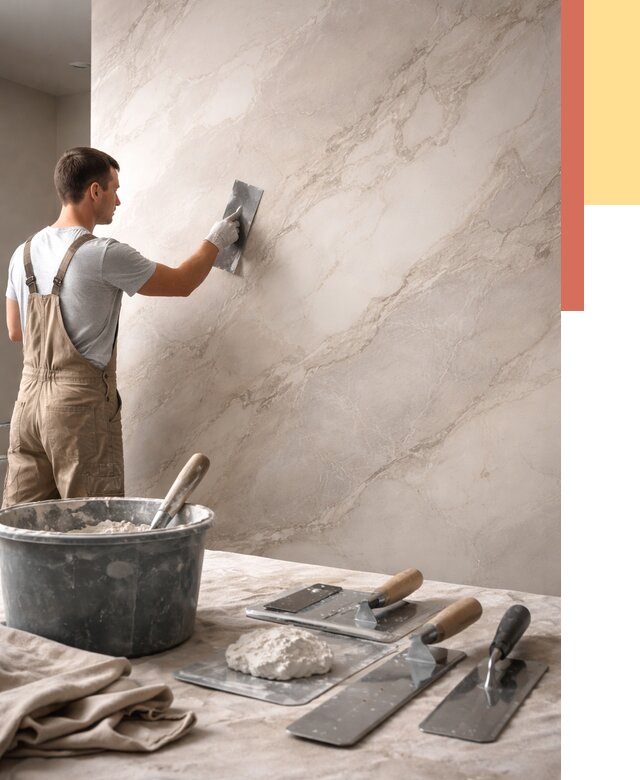 Декоративная штукатурка под мрамор в Тихвине от 3060 руб./м² — быстро и недорого | ОТДЕЛОЧНИК-Тхв