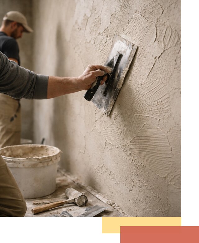 Фактурная штукатурка стен в Тихвине — монтаж, отделка, реставрация