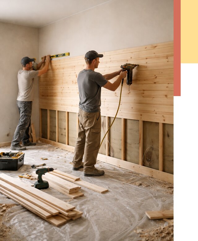 Монтаж деревянной вагонки на стены в Тихвине от 8196 руб. | Услуги монтажа вагонки | ОТДЕЛОЧНИК-Тхв