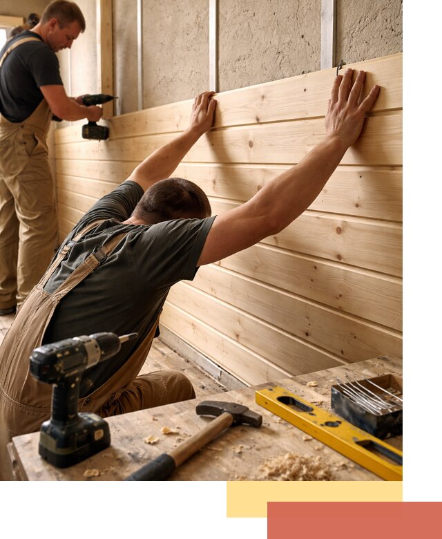 Монтаж деревянной вагонки на стены в Тихвине быстро и качественно