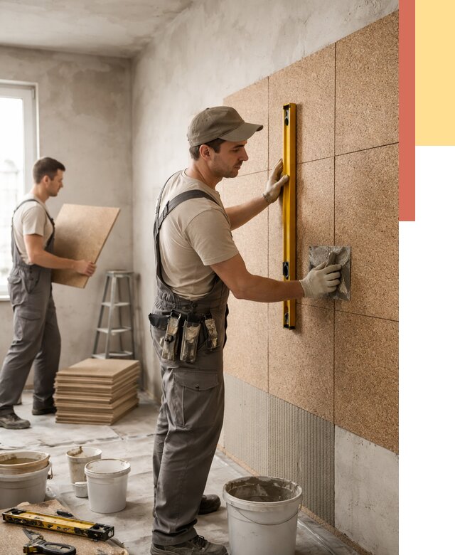 Монтаж пробковых панелей на стены в Тихвине от 3825 руб. — ОТДЕЛОЧНИК-Тхв