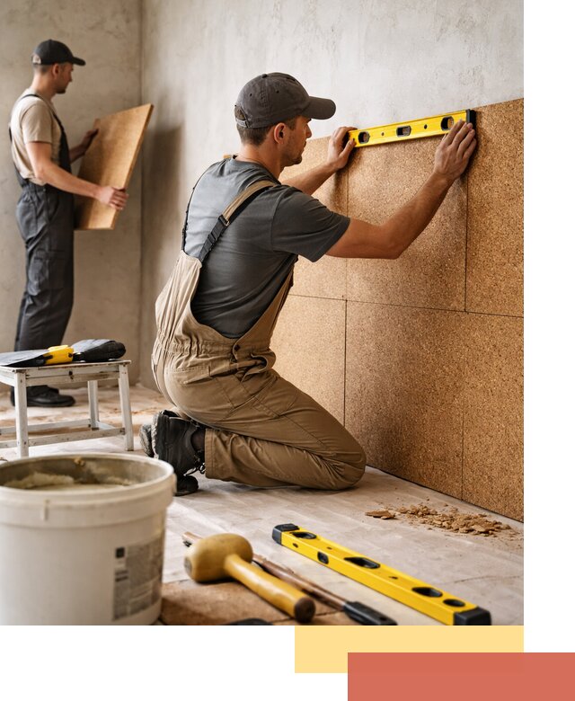 Монтаж пробковых панелей на стены в Тихвине быстро и качественно