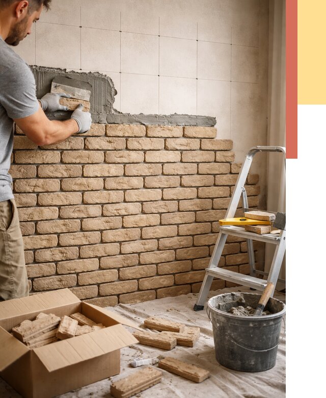 Монтаж декоративного кирпича в Тихвине от 3497 руб./м² — быстро и недорого | ОТДЕЛОЧНИК-Тхв