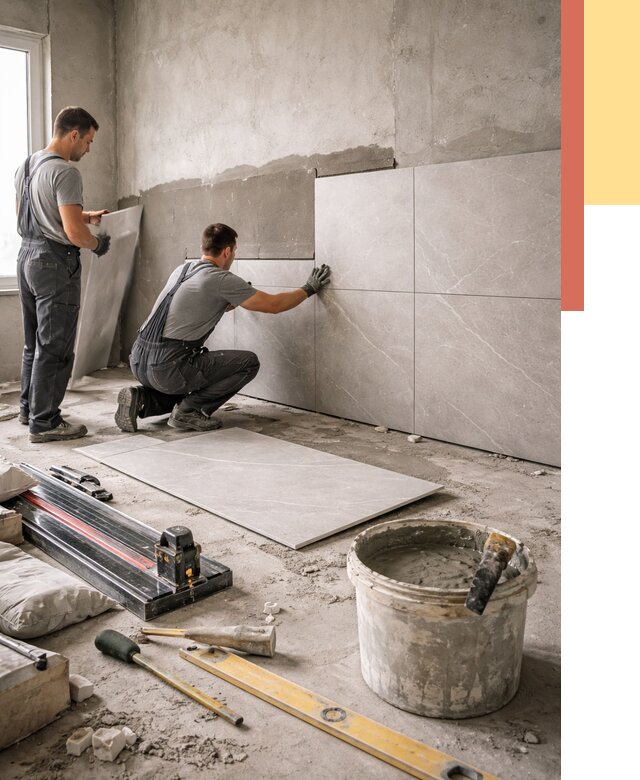 Облицовка стен керамогранитом в Тихвине от 4590 руб./м² — услуги под ключ | ОТДЕЛОЧНИК-Тхв