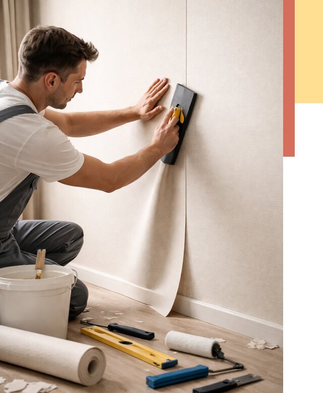 Поклейка виниловых обоев в Тихвине от 4918 руб. | Быстро и недорого — ОТДЕЛОЧНИК-Тхв