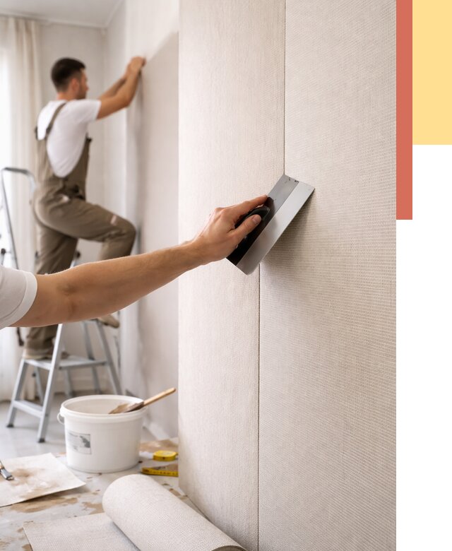 Поклейка текстильных обоев в Тихвине от 4918 руб. под ключ | ОТДЕЛОЧНИК-Тхв