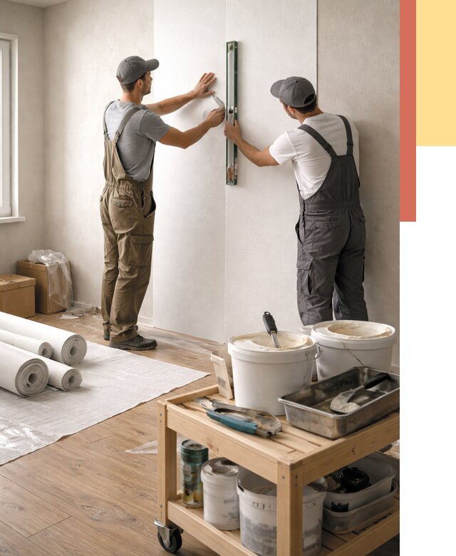 Поклейка стеклообоев в Тихвине от 7103 руб. за м2 — быстро и недорого | ОТДЕЛОЧНИК-Тхв