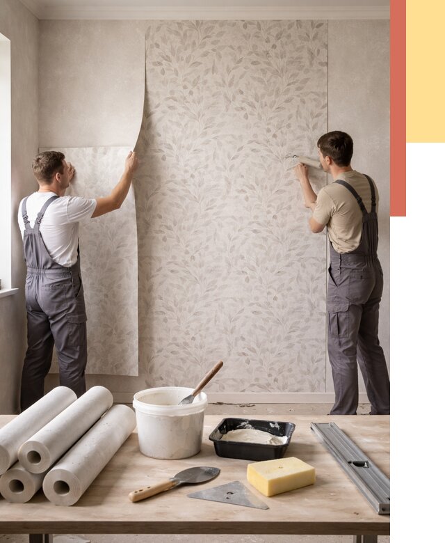 Поклейка обоев с подбором рисунка в Тихвине от 3825 руб. | ОТДЕЛОЧНИК-Тхв - быстро и недорого