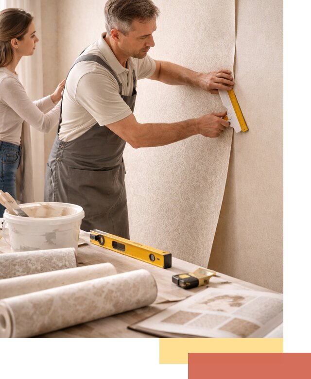 Поклейка обоев с подбором рисунка в Тихвине