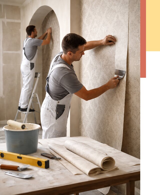 Поклейка обоев на сложные стены в Тихвине от 3060 руб. под ключ | ОТДЕЛОЧНИК-Тхв