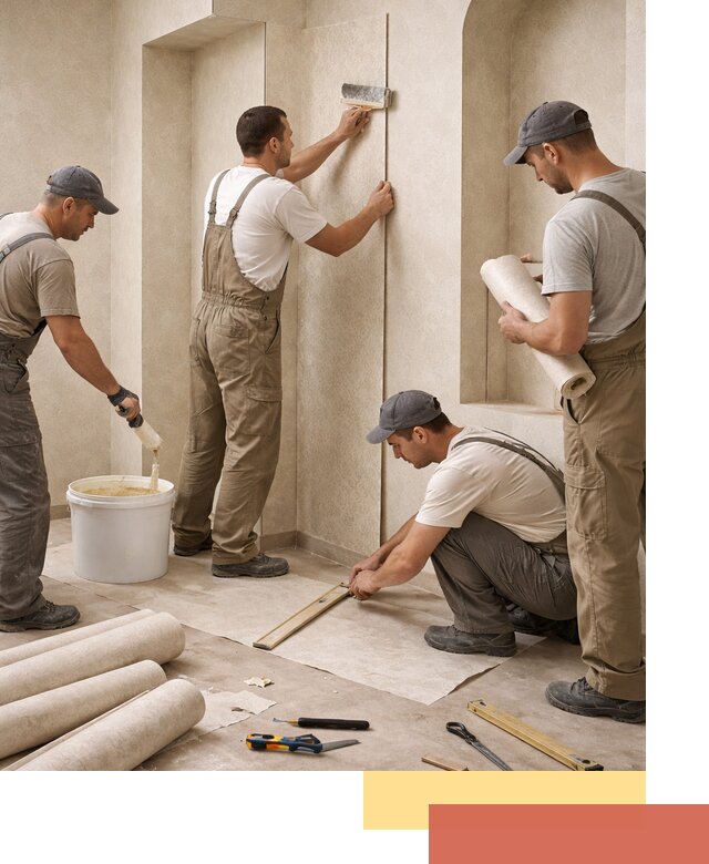 Поклейка обоев на сложные стены и неровные поверхности в Тихвине