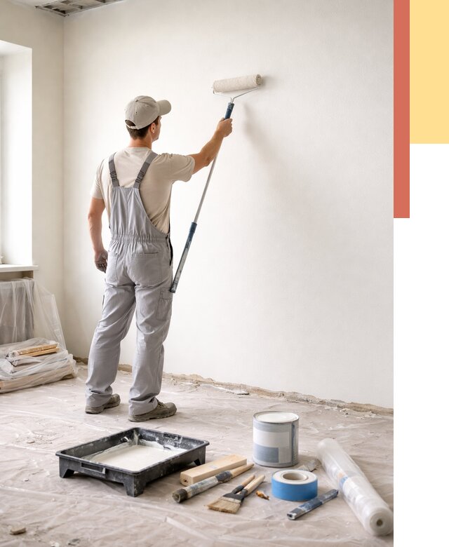 Покраска стен водоэмульсионной краской в Тихвине от 492 руб. за м² | ОТДЕЛОЧНИК-Тхв