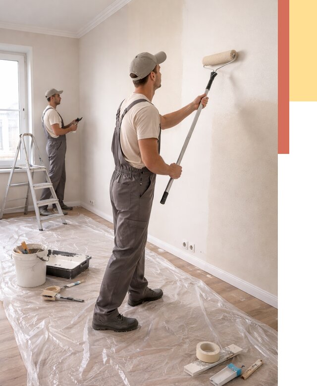 Покраска стен акриловой краской в Тихвине от 3825 руб./м² — быстро и недорого | ОТДЕЛОЧНИК-Тхв