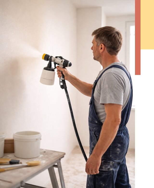 Покраска стен краскопультом в Тихвине от 8196 руб. — механизированная покраска | ОТДЕЛОЧНИК-Тхв