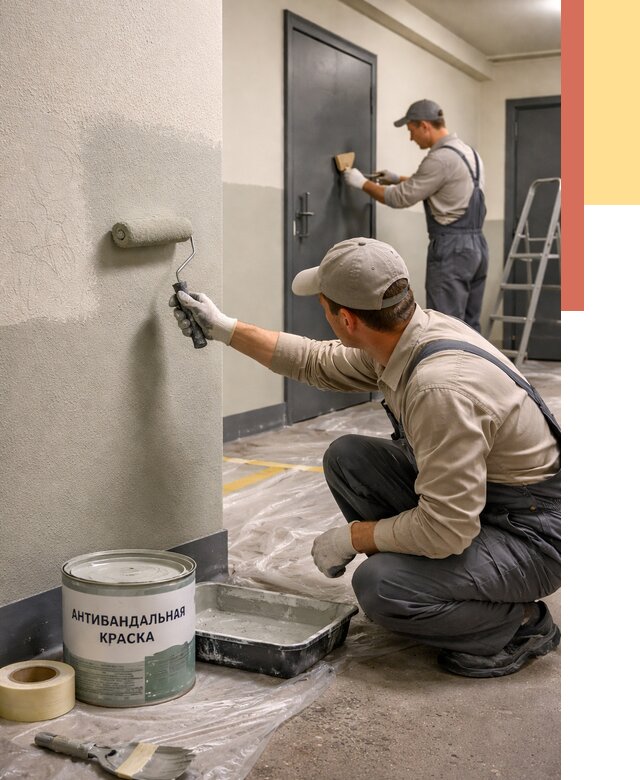 Покраска стен антивандальной краской в Тихвине от 4918 руб./м² под ключ | ОТДЕЛОЧНИК-Тхв