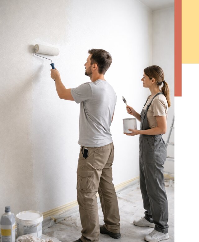 Окраска стен по стеклохолсту в Тихвине от 4918 руб/м² под ключ | ОТДЕЛОЧНИК-Тхв