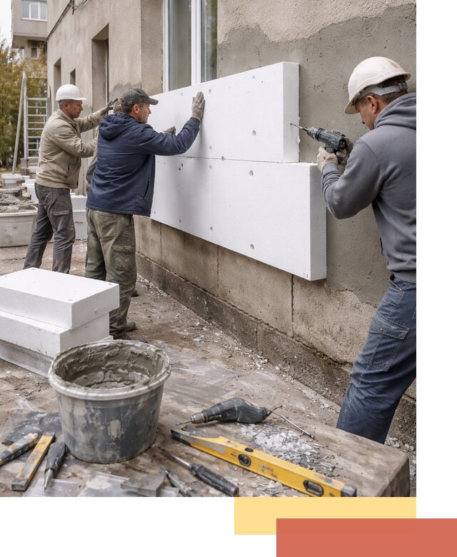 Утепление наружных стен пенопластом в Тихвине