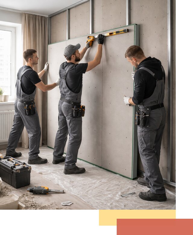 Шумоизоляция стен панелями ЗИПС в Тихвине для жилых и коммерческих помещений