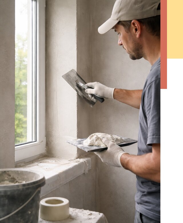 Штукатурка откосов в Тихвине от 4918 руб/м² — услуги и выравнивание под ключ | ОТДЕЛОЧНИК-Тхв