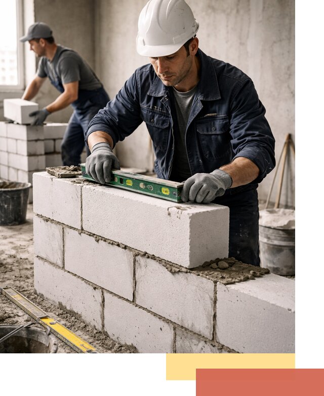 Кладка перегородок из пеноблока под ключ в Тихвине