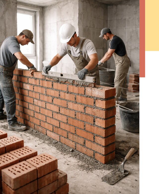 Кладка перегородок из кирпича в Тихвине от 3825 руб. за м² | ОТДЕЛОЧНИК-Тхв