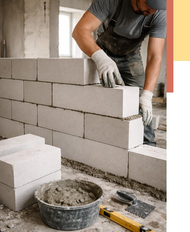 Кладка перегородок из силикатного блока в Тихвине от 4371 руб. под ключ | ОТДЕЛОЧНИК-Тхв