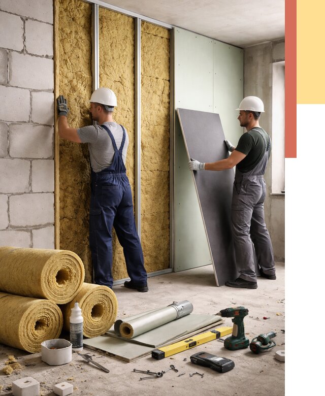 Шумоизоляция перегородок из блоков в Тихвине от 2022 руб./м² — быстро и недорого | ОТДЕЛОЧНИК-Тхв