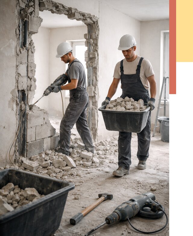 Демонтаж блоковых перегородок в Тихвине от 4098 руб. — быстро и недорого | ОТДЕЛОЧНИК-Тхв