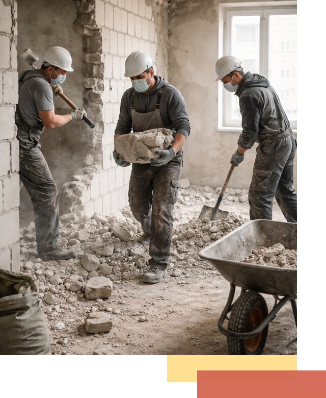 Демонтаж блочных перегородок в Тихвине быстро и аккуратно