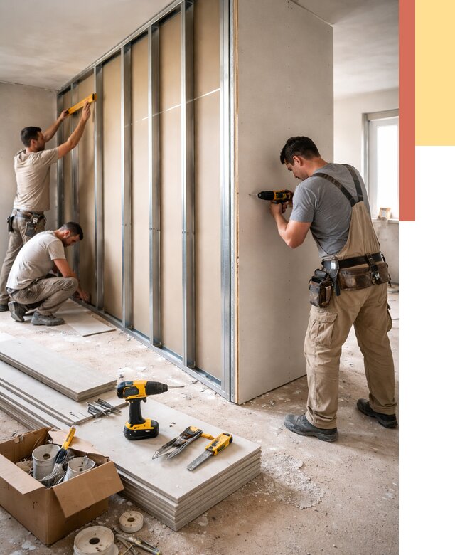 Монтаж однослойной перегородки из гипсокартона в Тихвине от 710 руб. | ОТДЕЛОЧНИК-Тхв