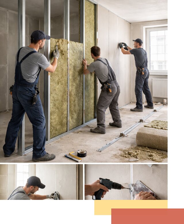 Перегородка из гипсокартона с шумоизоляцией в Тихвине — монтаж под ключ