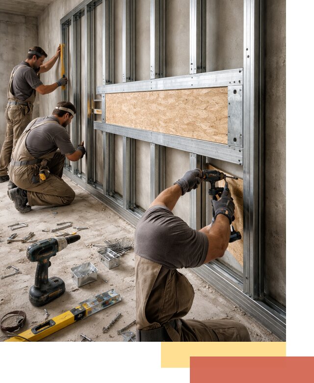 Усиленная перегородка для крепления тяжёлых конструкций в Тихвине