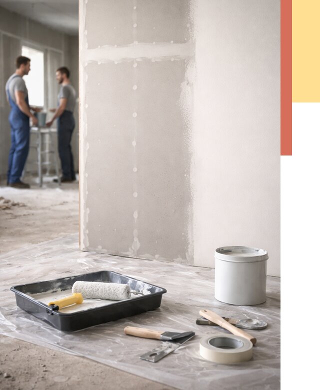 Покраска перегородок из гипсокартона в Тихвине от 4918 руб. под ключ | ОТДЕЛОЧНИК-Тхв