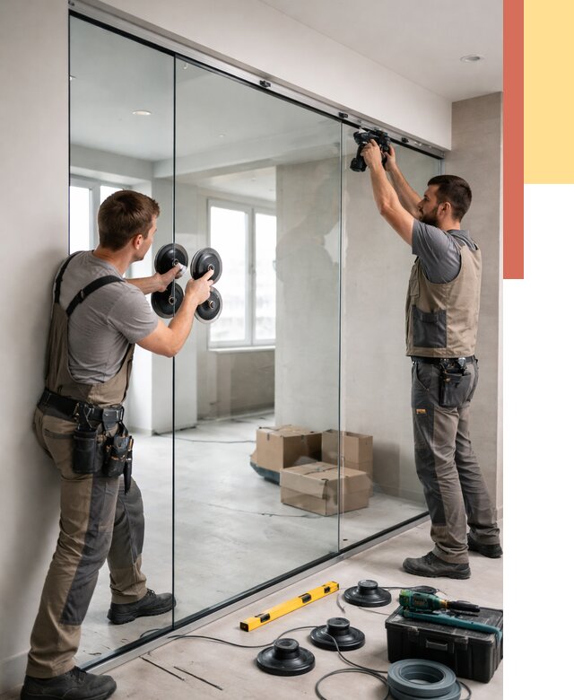 Монтаж стеклянных перегородок в Тихвине от 7103 руб. | ОТДЕЛОЧНИК-Тхв