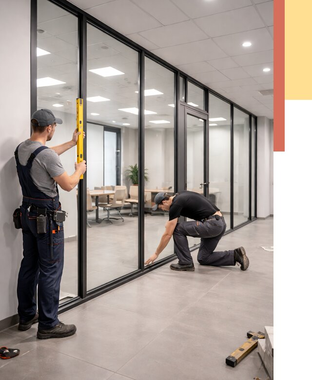 Каркасные стеклянные перегородки в Тихвине под ключ от 10054 руб. | ОТДЕЛОЧНИК-Тхв