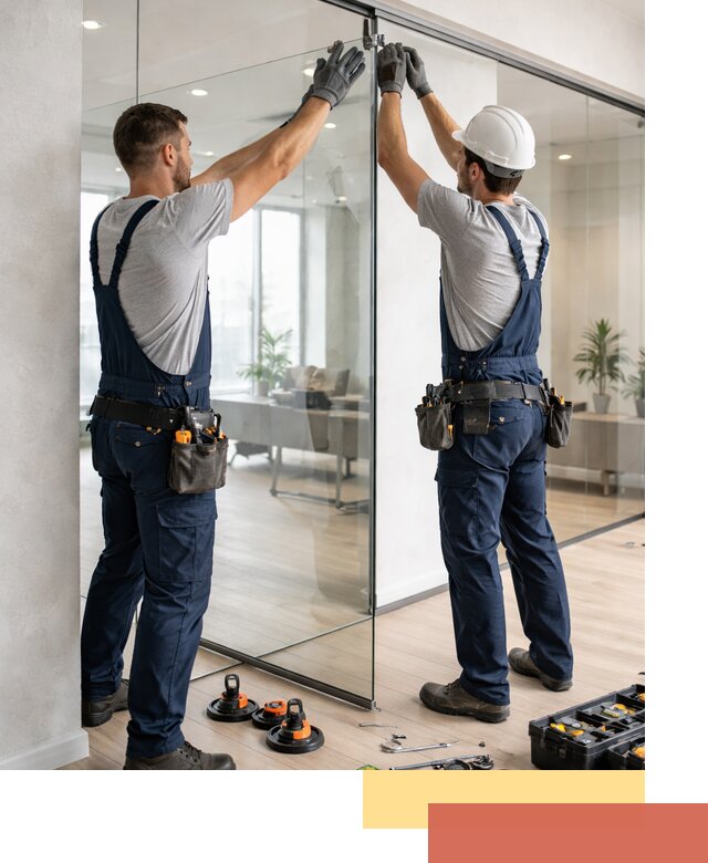 Безрамные стеклянные перегородки под ключ в Тихвине