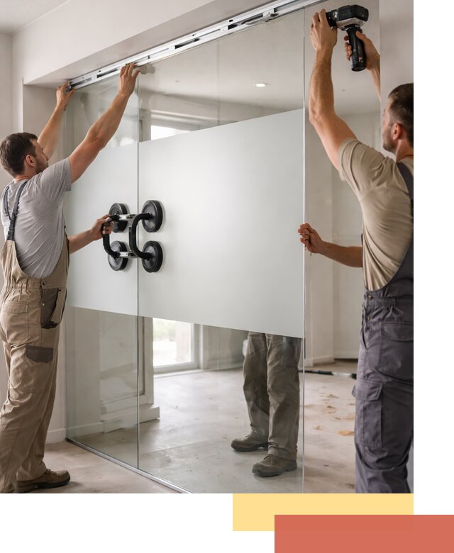 Матовые стеклянные перегородки под ключ в Тихвине