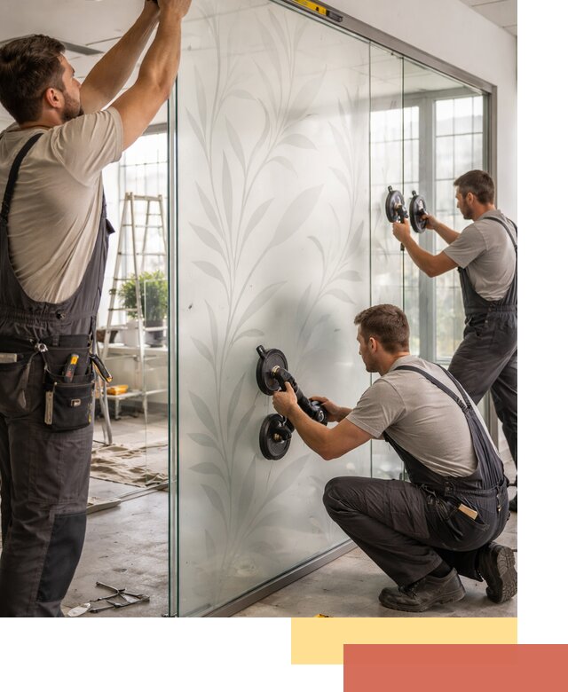 Стеклянные перегородки с рисунком на заказ в Тихвине